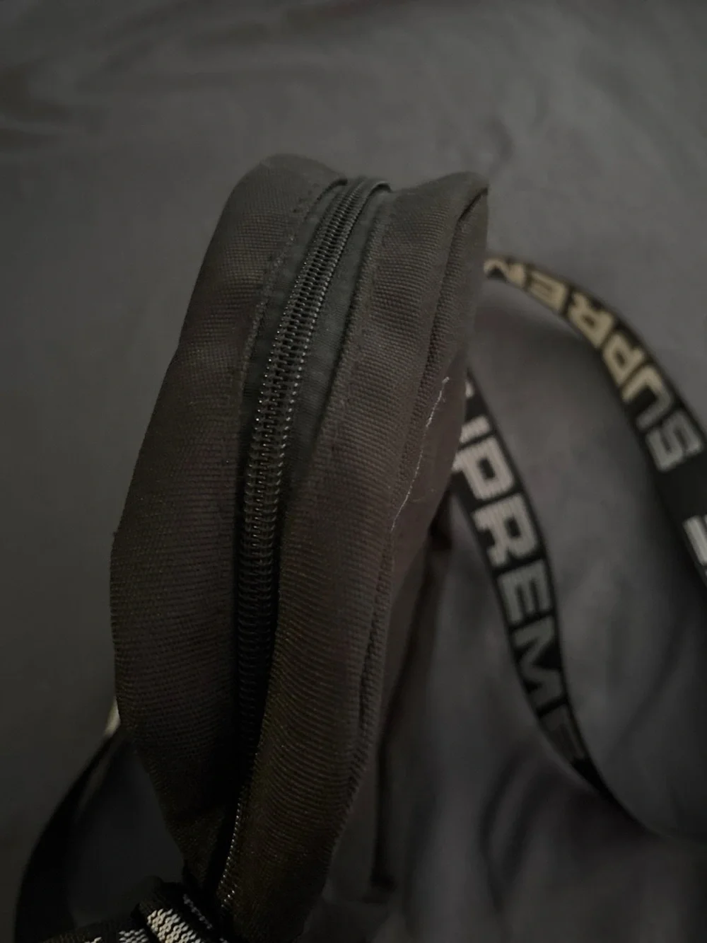 Supreme Black Crossbody Messenger Bag with Logo Strap